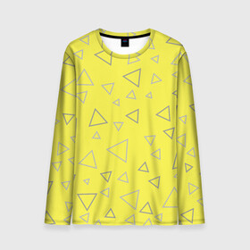 Мужской лонгслив 3D с принтом Желтый и серый | Yellow & gray в Кировске, 100% полиэстер | длинные рукава, круглый вырез горловины, полуприлегающий силуэт | gray | triangle | yellow | желтый | серый | треугольник