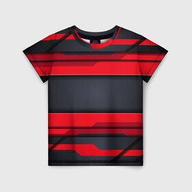 Детская футболка 3D с принтом Red and Black 3D abstract в Кировске, 100% гипоаллергенный полиэфир | прямой крой, круглый вырез горловины, длина до линии бедер, чуть спущенное плечо, ткань немного тянется | luxury | versace | vip | абстракция | версаче | вип | паттерн | роскошь | текстуры