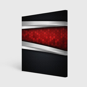 Холст квадратный с принтом 3D Красные соты металлические в Кировске, 100% ПВХ |  | luxury | versace | vip | абстракция | версаче | вип | паттерн | роскошь | текстуры