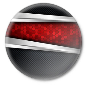 Значок с принтом 3D Красные соты металлические в Кировске,  металл | круглая форма, металлическая застежка в виде булавки | luxury | versace | vip | абстракция | версаче | вип | паттерн | роскошь | текстуры