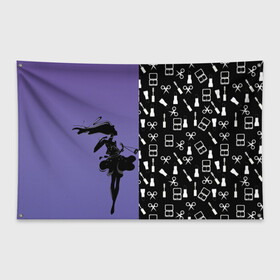 Флаг-баннер с принтом Косметичка в Кировске, 100% полиэстер | размер 67 х 109 см, плотность ткани — 95 г/м2; по краям флага есть четыре люверса для крепления | визажистам | девушка. тушь | ножницы | помада | тени