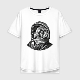 Мужская футболка хлопок Oversize с принтом Поехали Ю.Г. в Кировске, 100% хлопок | свободный крой, круглый ворот, “спинка” длиннее передней части | moon | арт | гагарин | день космонавтики | звезды | космонавт | космос | лого | луна | небо | планеты