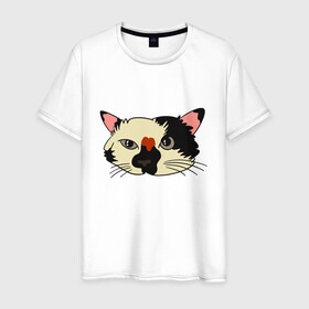 Мужская футболка хлопок с принтом Милая мордочка сердитого кота в Кировске, 100% хлопок | прямой крой, круглый вырез горловины, длина до линии бедер, слегка спущенное плечо. | Тематика изображения на принте: art | cat | cat face | cats | cute | grumpy | home | kawaii | kitten | kitty | pussycat | арт | кавайи | котейка | котёнок | котик | котяра | кошечка | кошка | лицо | милота | моська | рисунок | смешные животные | сны | сон | устав