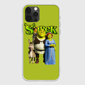 Чехол для iPhone 12 Pro с принтом Шрек Shrek в Кировске, силикон | область печати: задняя сторона чехла, без боковых панелей | Тематика изображения на принте: cartoon | fiona | shrek | болото | детям | комедия | кот в сапогах | мультик | огр | осел | персонажи мультфильмов | тролль | фиона | шрек