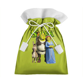 Подарочный 3D мешок с принтом Шрек Shrek в Кировске, 100% полиэстер | Размер: 29*39 см | cartoon | fiona | shrek | болото | детям | комедия | кот в сапогах | мультик | огр | осел | персонажи мультфильмов | тролль | фиона | шрек