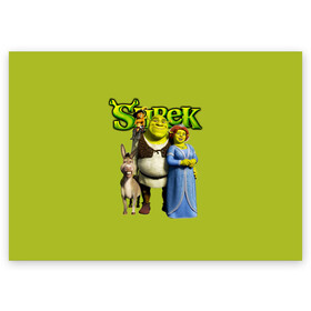 Поздравительная открытка с принтом Шрек Shrek в Кировске, 100% бумага | плотность бумаги 280 г/м2, матовая, на обратной стороне линовка и место для марки
 | cartoon | fiona | shrek | болото | детям | комедия | кот в сапогах | мультик | огр | осел | персонажи мультфильмов | тролль | фиона | шрек