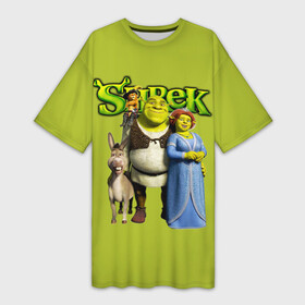 Платье-футболка 3D с принтом Шрек Shrek в Кировске,  |  | cartoon | fiona | shrek | болото | детям | комедия | кот в сапогах | мультик | огр | осел | персонажи мультфильмов | тролль | фиона | шрек