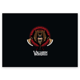 Поздравительная открытка с принтом Valheim Viking Bear в Кировске, 100% бумага | плотность бумаги 280 г/м2, матовая, на обратной стороне линовка и место для марки
 | fantasy | mmo | valheim | valve | валхейм | вальхейм | викинги | выживалка | игра | королевская битва | ммо | ролевая игра | фэнтази