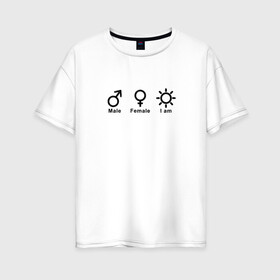 Женская футболка хлопок Oversize с принтом Без гендера в Кировске, 100% хлопок | свободный крой, круглый ворот, спущенный рукав, длина до линии бедер
 | agender | no genger | агендер | гендер