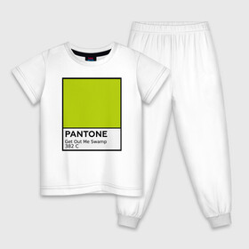 Детская пижама хлопок с принтом Pantone Shrek в Кировске, 100% хлопок |  брюки и футболка прямого кроя, без карманов, на брюках мягкая резинка на поясе и по низу штанин
 | cartoon | fiona | shrek | болото | детям | комедия | кот в сапогах | мультик | огр | осел | персонажи мультфильмов | тролль | фиона | шрек