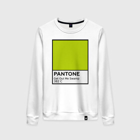 Женский свитшот хлопок с принтом Pantone Shrek в Кировске, 100% хлопок | прямой крой, круглый вырез, на манжетах и по низу широкая трикотажная резинка  | cartoon | fiona | shrek | болото | детям | комедия | кот в сапогах | мультик | огр | осел | персонажи мультфильмов | тролль | фиона | шрек