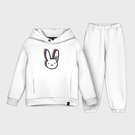 Детский костюм хлопок Oversize с принтом Bad Bunny logo в Кировске,  |  | bad bunny | benito antonio martnez ocasio | hip hop | latin trap | logo | music | rap | rnb | singer | star | бенито антонио мартинес окасио | звезда | латинский трэп | логотип | музыка | певец | рнб | рэп | хип хоп