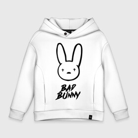 Детское худи Oversize хлопок с принтом Bad Bunny лого в Кировске, френч-терри — 70% хлопок, 30% полиэстер. Мягкий теплый начес внутри —100% хлопок | боковые карманы, эластичные манжеты и нижняя кромка, капюшон на магнитной кнопке | bad bunny | benito antonio martnez ocasio | hip hop | latin trap | logo | music | rap | rnb | singer | star | бенито антонио мартинес окасио | звезда | латинский трэп | логотип | музыка | певец | рнб | рэп | хип хоп