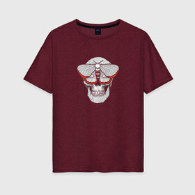 Женская футболка хлопок Oversize с принтом Череп Бабочка в Кировске, 100% хлопок | свободный крой, круглый ворот, спущенный рукав, длина до линии бедер
 | butterfly | skull | бабочка | мотылёк | череп