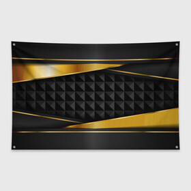 Флаг-баннер с принтом 3D luxury black gold Плиты 3Д в Кировске, 100% полиэстер | размер 67 х 109 см, плотность ткани — 95 г/м2; по краям флага есть четыре люверса для крепления | luxury | versace | vip | абстракция | версаче | вип | паттерн | роскошь | текстуры
