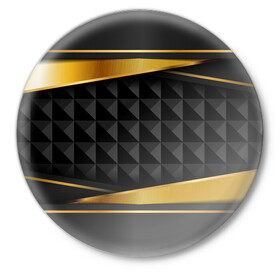 Значок с принтом 3D luxury black gold Плиты 3Д в Кировске,  металл | круглая форма, металлическая застежка в виде булавки | luxury | versace | vip | абстракция | версаче | вип | паттерн | роскошь | текстуры