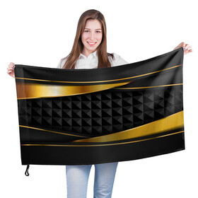 Флаг 3D с принтом 3D luxury black gold Плиты 3Д в Кировске, 100% полиэстер | плотность ткани — 95 г/м2, размер — 67 х 109 см. Принт наносится с одной стороны | luxury | versace | vip | абстракция | версаче | вип | паттерн | роскошь | текстуры