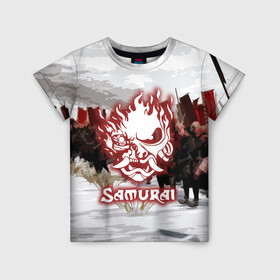 Детская футболка 3D с принтом SAMURAI 2077 в Кировске, 100% гипоаллергенный полиэфир | прямой крой, круглый вырез горловины, длина до линии бедер, чуть спущенное плечо, ткань немного тянется | Тематика изображения на принте: 2077 | cd projekt red | cyberpunk | cyberpunk 2077 | game | samurai | арт | будущее | видеоигра | игра | киберпанк | киберпанк 2077 | киборг | киборги