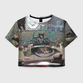 Женская футболка Crop-top 3D с принтом Arknights Clay в Кировске, 100% полиэстер | круглая горловина, длина футболки до линии талии, рукава с отворотами | anime | arknights | art | girl | manga | аниме | арт | девушка | манга