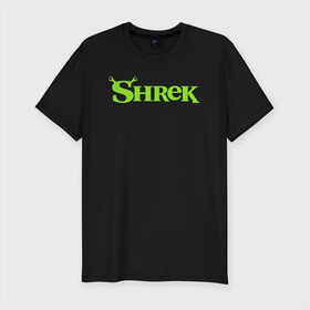 Мужская футболка хлопок Slim с принтом Shrek | Logo (Z) в Кировске, 92% хлопок, 8% лайкра | приталенный силуэт, круглый вырез ворота, длина до линии бедра, короткий рукав | dreamworks | logo | shrek | зелёный огр | мульт | мультфильм | приключения