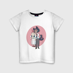 Детская футболка хлопок с принтом Бистарс - любовь в Кировске, 100% хлопок | круглый вырез горловины, полуприлегающий силуэт, длина до линии бедер | anime | beastars | аниме | анимэ | биастарс | бистар | большой серый волк | легоси | хару
