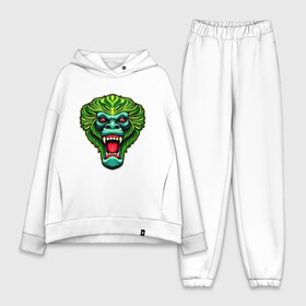 Женский костюм хлопок Oversize с принтом Злая зеленая обезьяна в Кировске,  |  | агрессия | зеленая | злая | зубы | обезьяна | оскал