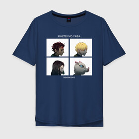 Мужская футболка хлопок Oversize с принтом Kimetsu no Yaiba Demon Days в Кировске, 100% хлопок | свободный крой, круглый ворот, “спинка” длиннее передней части | demon slayer | kamado | kimetsu no yaiba | nezuko | tanjiro | аниме | гию томиока | зеницу агацума | иноске хашибира | камадо | клинок | корзинная девочка | манга | музан кибуцуджи | незуко | рассекающий демонов | танджиро