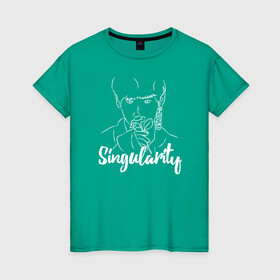 Женская футболка хлопок с принтом БТС BTS Singularity в Кировске, 100% хлопок | прямой крой, круглый вырез горловины, длина до линии бедер, слегка спущенное плечо | bangtan | boys | bts | singularity | бангтан | бойс | бтс | ким тэхен | сингулярити