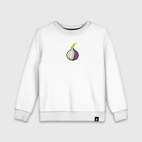 Детский свитшот хлопок с принтом Tor Browser в Кировске, 100% хлопок | круглый вырез горловины, эластичные манжеты, пояс и воротник | onion | tor | tor browser | даркнет | тор | тор браузер