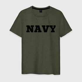 Мужская футболка хлопок с принтом NAVY в Кировске, 100% хлопок | прямой крой, круглый вырез горловины, длина до линии бедер, слегка спущенное плечо. | force | naval | navy | ocean | sea | us | вмф | военно морской | корабль | море | морской | океан | флот