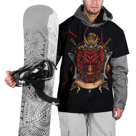 Накидка на куртку 3D с принтом Красный китайский дракон в Кировске, 100% полиэстер |  | викинг | дракон | китай | китайский дракон | красный дракон | мифология | рыцарь | шлеп