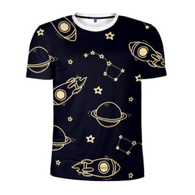 Мужская футболка 3D спортивная с принтом космос в Кировске, 100% полиэстер с улучшенными характеристиками | приталенный силуэт, круглая горловина, широкие плечи, сужается к линии бедра | вселенная | звёздный путь | звёзды | космос | небо ночью | планеты | полёт | ракета | созвездие
