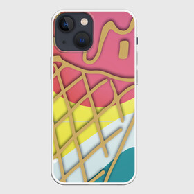 Чехол для iPhone 13 mini с принтом Вкус лета в Кировске,  |  | summer | вафельный рожок | волна | десерт | лето | мороженое