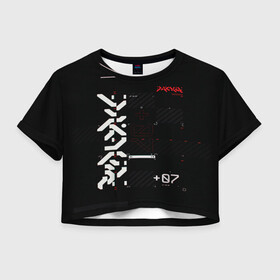 Женская футболка Crop-top 3D с принтом CuberPunk 2077 в Кировске, 100% полиэстер | круглая горловина, длина футболки до линии талии, рукава с отворотами | china | cyber | cyberpunk | game | japan | keanu reeves | punk | samurai | tokyo | игра | киану ривз | кибер | киберпанк | китай | панк | редактор | самурай | токио | япония