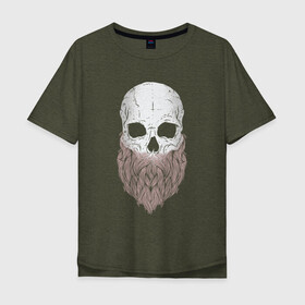 Мужская футболка хлопок Oversize с принтом Череп с бородой Bearded Skull в Кировске, 100% хлопок | свободный крой, круглый ворот, “спинка” длиннее передней части | 100 эко | beard | big daddy | boomer | fashion man | hipster | hipster merch | old school | real man | vintage | wild beast | борода | борода всему глава | бородач | бумер | винтаж | хипстер | хипстер мерч | хипстерская борода | хипстерский