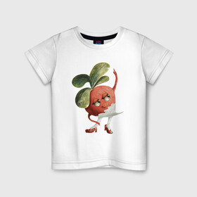 Детская футболка хлопок с принтом Редиска в Кировске, 100% хлопок | круглый вырез горловины, полуприлегающий силуэт, длина до линии бедер | арт | иллюстрация | красный | овощи | принт | растения | танец