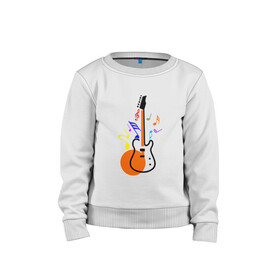 Детский свитшот хлопок с принтом Цветная гитара в Кировске, 100% хлопок | круглый вырез горловины, эластичные манжеты, пояс и воротник | гитара | звуковая музыка | красивая гитара | музыка