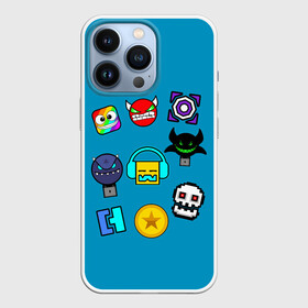 Чехол для iPhone 13 Pro с принтом Geometry Dash Icons в Кировске,  |  | Тематика изображения на принте: 2d | dash | demon | demons | devil | game | games | geometry | pixel | pixels | skull | smile | геометрия | демон | дьявол | игра | пикслели | платформер | смайл | смайлик | улыбка | череп