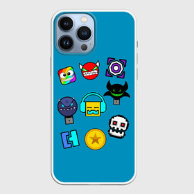 Чехол для iPhone 13 Pro Max с принтом Geometry Dash Icons в Кировске,  |  | Тематика изображения на принте: 2d | dash | demon | demons | devil | game | games | geometry | pixel | pixels | skull | smile | геометрия | демон | дьявол | игра | пикслели | платформер | смайл | смайлик | улыбка | череп