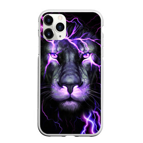 Чехол для iPhone 11 Pro матовый с принтом НЕОНОВЫЙ ЛЕВ NEON LION в Кировске, Силикон |  | lion | neon | голова | гроза | дикая кошка | животные | кот | кошка | лев | молния | неон | тигр | хищник