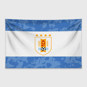 Флаг-баннер с принтом Сборная Уругвая в Кировске, 100% полиэстер | размер 67 х 109 см, плотность ткани — 95 г/м2; по краям флага есть четыре люверса для крепления | кавани | португалия | россия | спорт | суарес | уругвай | футбол | чемпионат мира | чемпионат мира по футболу | чм | эдинсон кавани