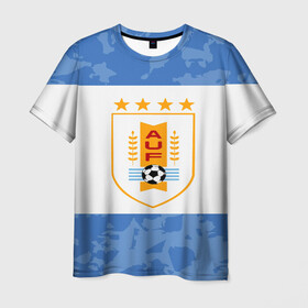 Мужская футболка 3D с принтом Сборная Уругвая в Кировске, 100% полиэфир | прямой крой, круглый вырез горловины, длина до линии бедер | кавани | португалия | россия | спорт | суарес | уругвай | футбол | чемпионат мира | чемпионат мира по футболу | чм | эдинсон кавани