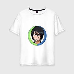 Женская футболка хлопок Oversize с принтом Rukia Kuchiki Bleach в Кировске, 100% хлопок | свободный крой, круглый ворот, спущенный рукав, длина до линии бедер
 | anime | bleach | hero | ichigo kurosaki | manga | rukia kuchiki | блич | герой | ичиго куросаки | рукия