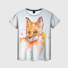 Женская футболка 3D с принтом Лисёнок в Кировске, 100% полиэфир ( синтетическое хлопкоподобное полотно) | прямой крой, круглый вырез горловины, длина до линии бедер | зверёк | лес | лиса | лисёнок лис | природа | пушистик | пушистый | рыжий