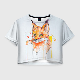 Женская футболка Crop-top 3D с принтом Лисёнок в Кировске, 100% полиэстер | круглая горловина, длина футболки до линии талии, рукава с отворотами | зверёк | лес | лиса | лисёнок лис | природа | пушистик | пушистый | рыжий