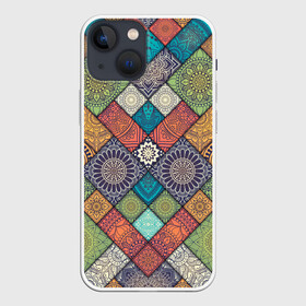 Чехол для iPhone 13 mini с принтом ЛОСКУТНАЯ ВЫШИВКА в Кировске,  |  | color | flowers | pattern | texture | восточный | летний | лоскуты | мозаика | разноцветные | текстуры | узор | цветы | яркий