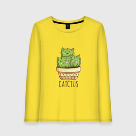 Женский лонгслив хлопок с принтом Котики Кактусы Catctus в Кировске, 100% хлопок |  | cactus | cat | cats | cute cactus | english words | kitten | kitty | puss | pussy | pussycat | кактус в горшке | киски | кисы | котёнок | котики | коты в виде кактусов | коты кактусы | котята | котята кактусы | котятки | кошечки | кошка | мил