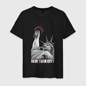 Мужская футболка хлопок с принтом Statue Of Liberty в Кировске, 100% хлопок | прямой крой, круглый вырез горловины, длина до линии бедер, слегка спущенное плечо. | америка | география | города | нью йорк | статуя свободы | страны | сша | туристам