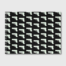 Альбом для рисования с принтом Пистолеты в Кировске, 100% бумага
 | матовая бумага, плотность 200 мг. | Тематика изображения на принте: 228 | баста | белый пистолет | ноггано | огонь | оружие | пистолет | пистолеты | пуля | реп | репчик | ствол | стволы | чёрный пистолет