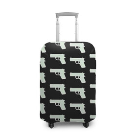 Чехол для чемодана 3D с принтом Пистолеты в Кировске, 86% полиэфир, 14% спандекс | двустороннее нанесение принта, прорези для ручек и колес | 228 | баста | белый пистолет | ноггано | огонь | оружие | пистолет | пистолеты | пуля | реп | репчик | ствол | стволы | чёрный пистолет